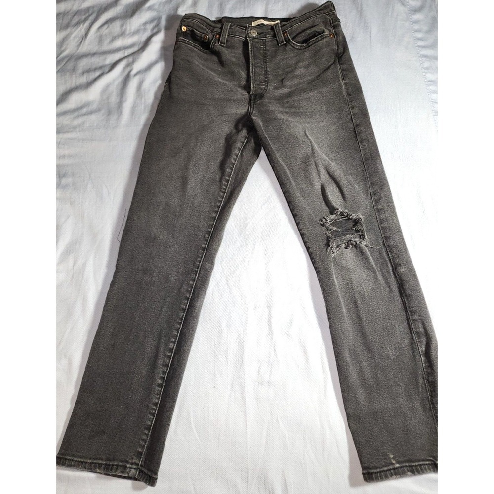 Levis Pants Womens Size 29 Gray Denim Jeans Ankle Belt Loops Button Distressed